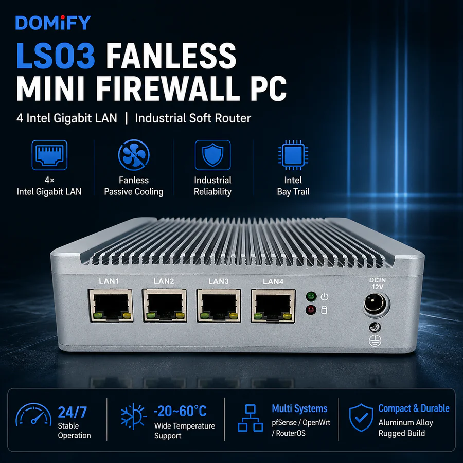 LS03 Fanless Mini Firewall PC