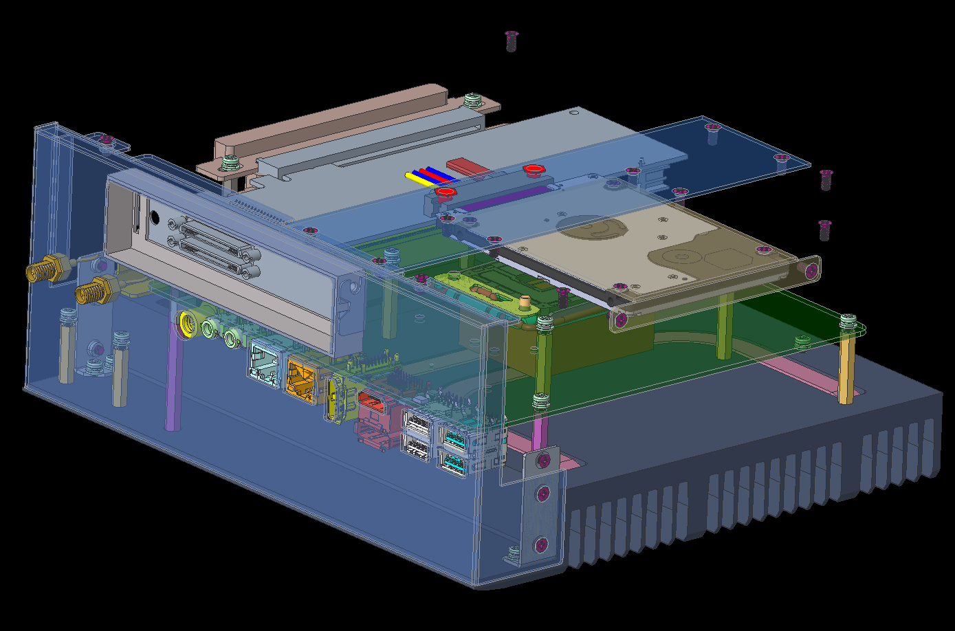 Simplified PCIe expansion layout within a compact Mini-ITX industrial computer.