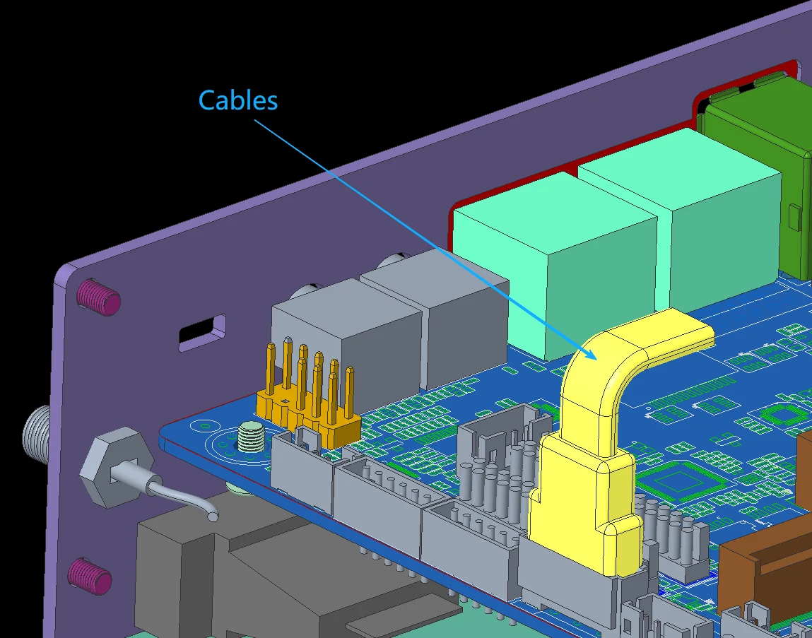 Industrial PC internal cable routing and assembly space