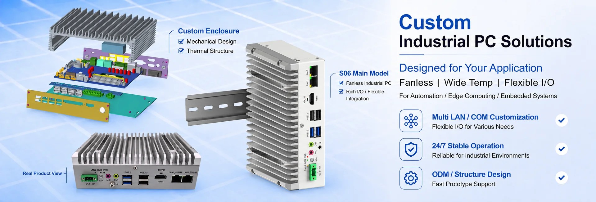 Custom industrial PC solutions with mechanical design and thermal structure