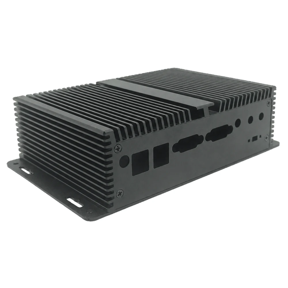 SBC02 custom extruded aluminum enclosure shown from the front angle