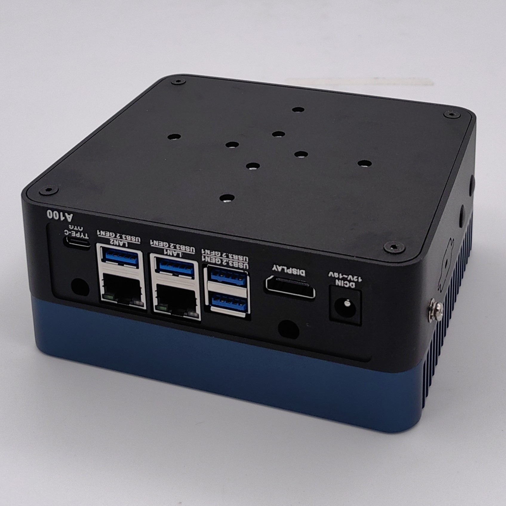 A100 bottom I/O panel angle view