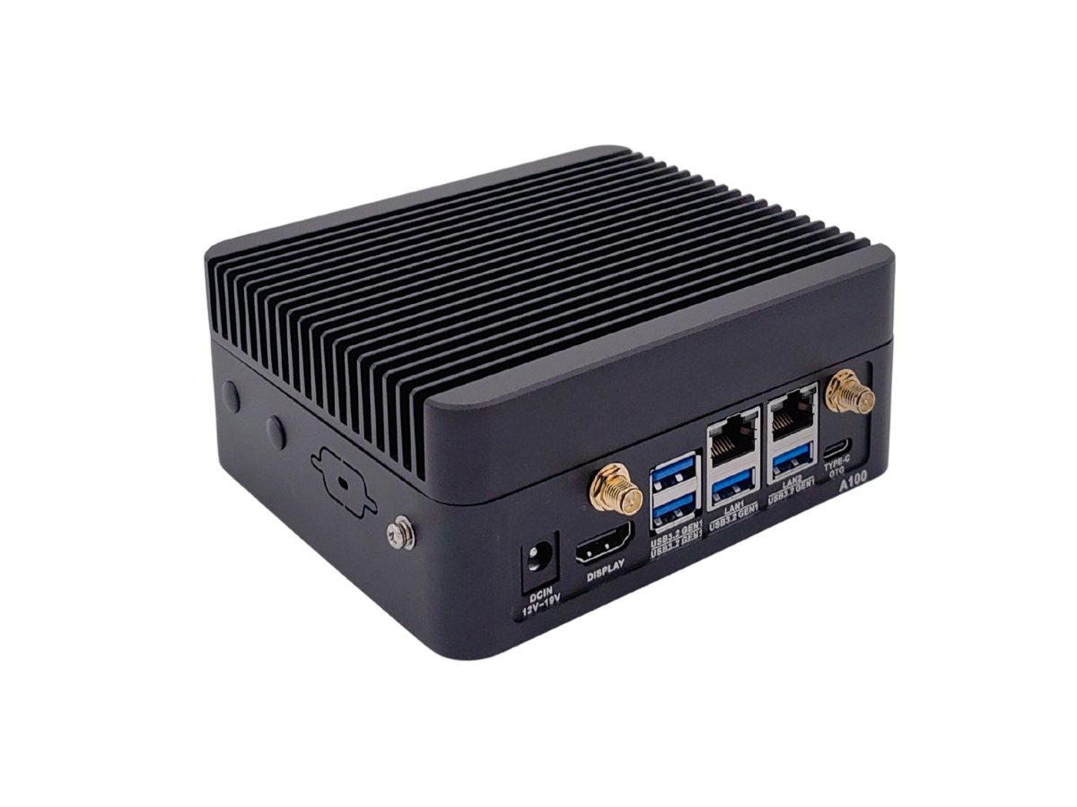 A100 I/O panel angle with black enclosure