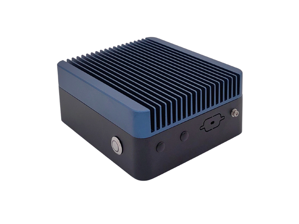 A100 industrial edge AI computer rear side angle view