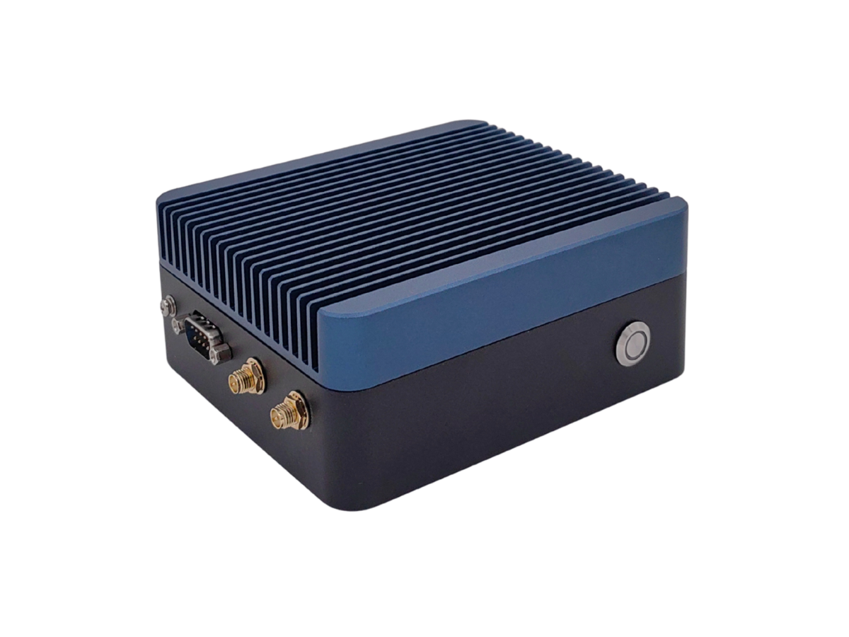 A100 industrial edge AI computer serial port angle view