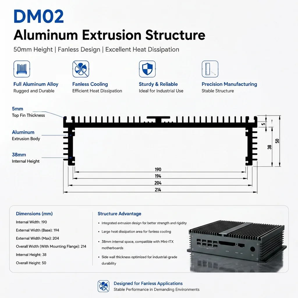 DM02 aluminum extrusion structure dimension drawing