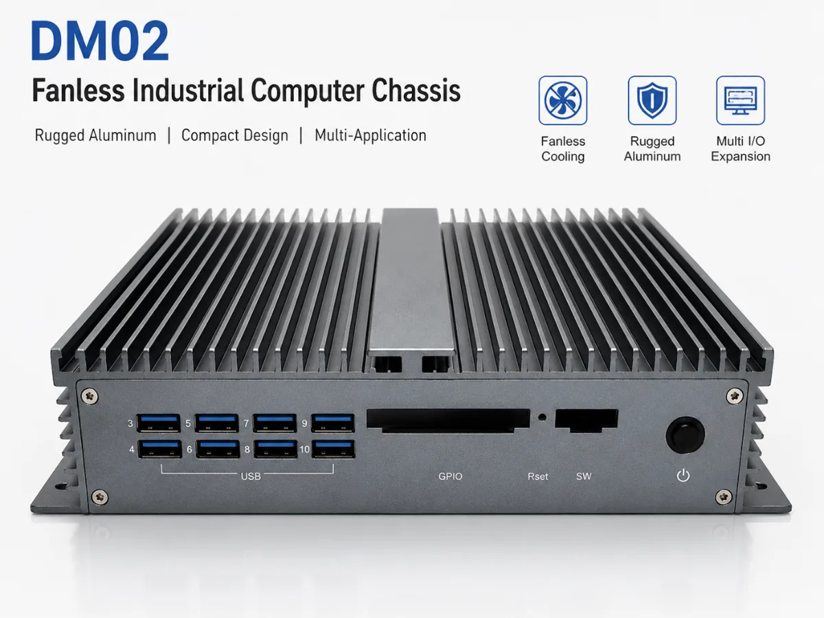 DM02 fanless aluminum chassis exterior features