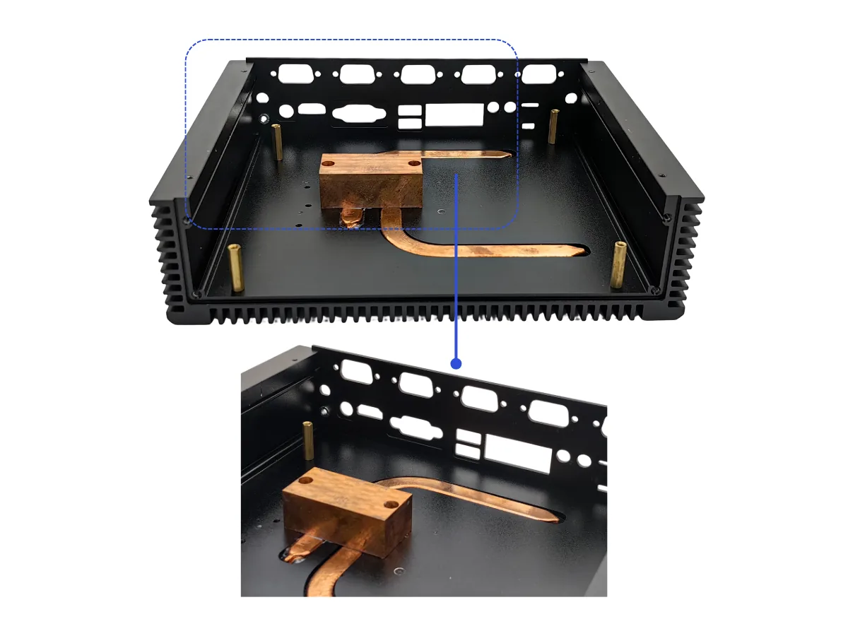 Internal Copper Heat-Transfer Structure DM11 enclosure interior with copper-colored heat-transfer component