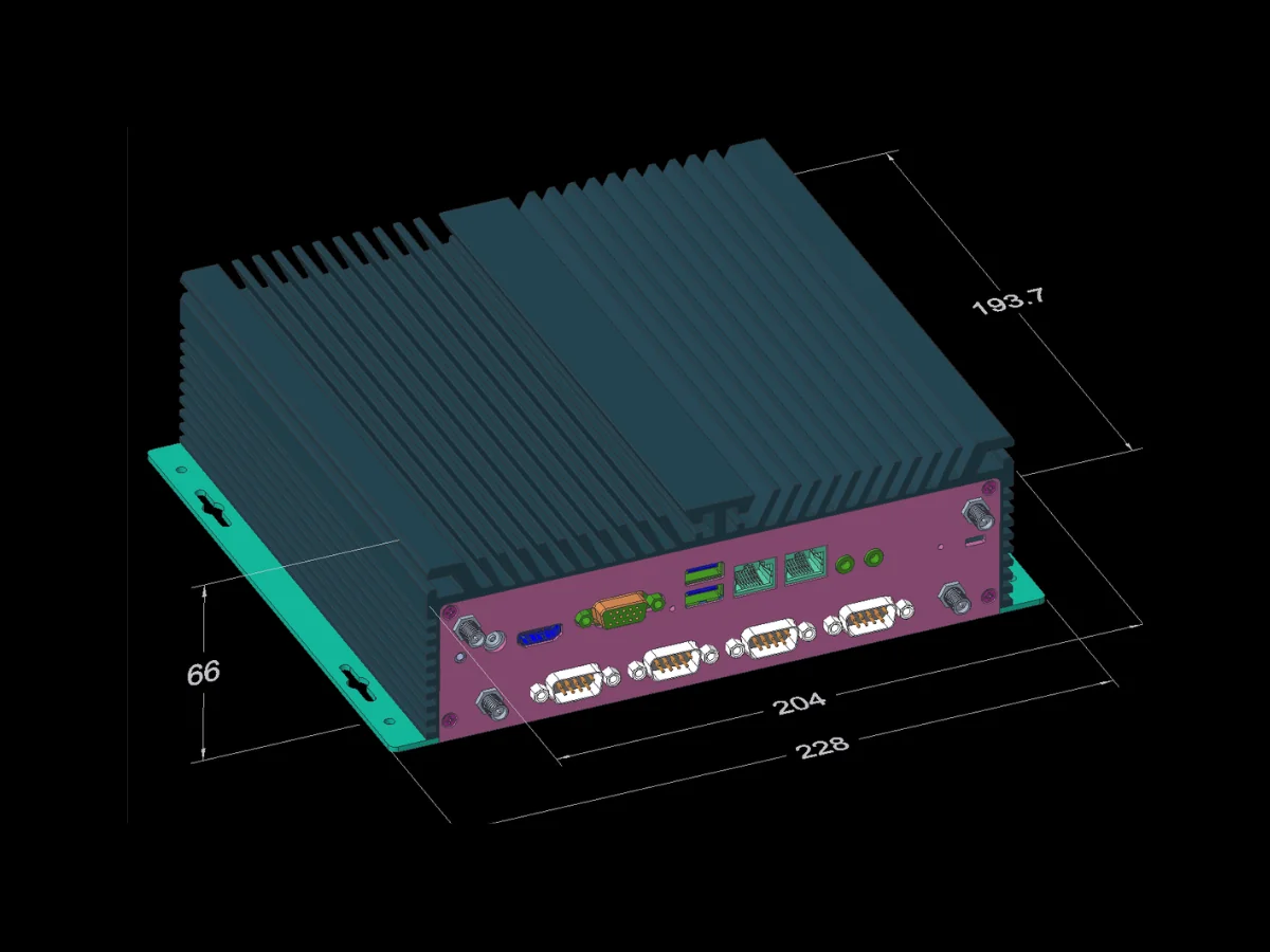 DM20 Industrial PC Enclosure Overall Dimensions DM20 industrial PC enclosure drawing with confirmed overall dimensions