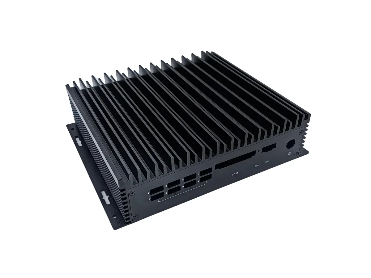 DM21 custom aluminum enclosure with finned heatsink body