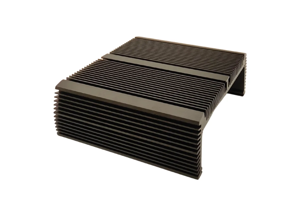 DM23 Extruded Aluminum Heatsink Shell Open DM23 extruded aluminum shell with integrated external heatsink fins