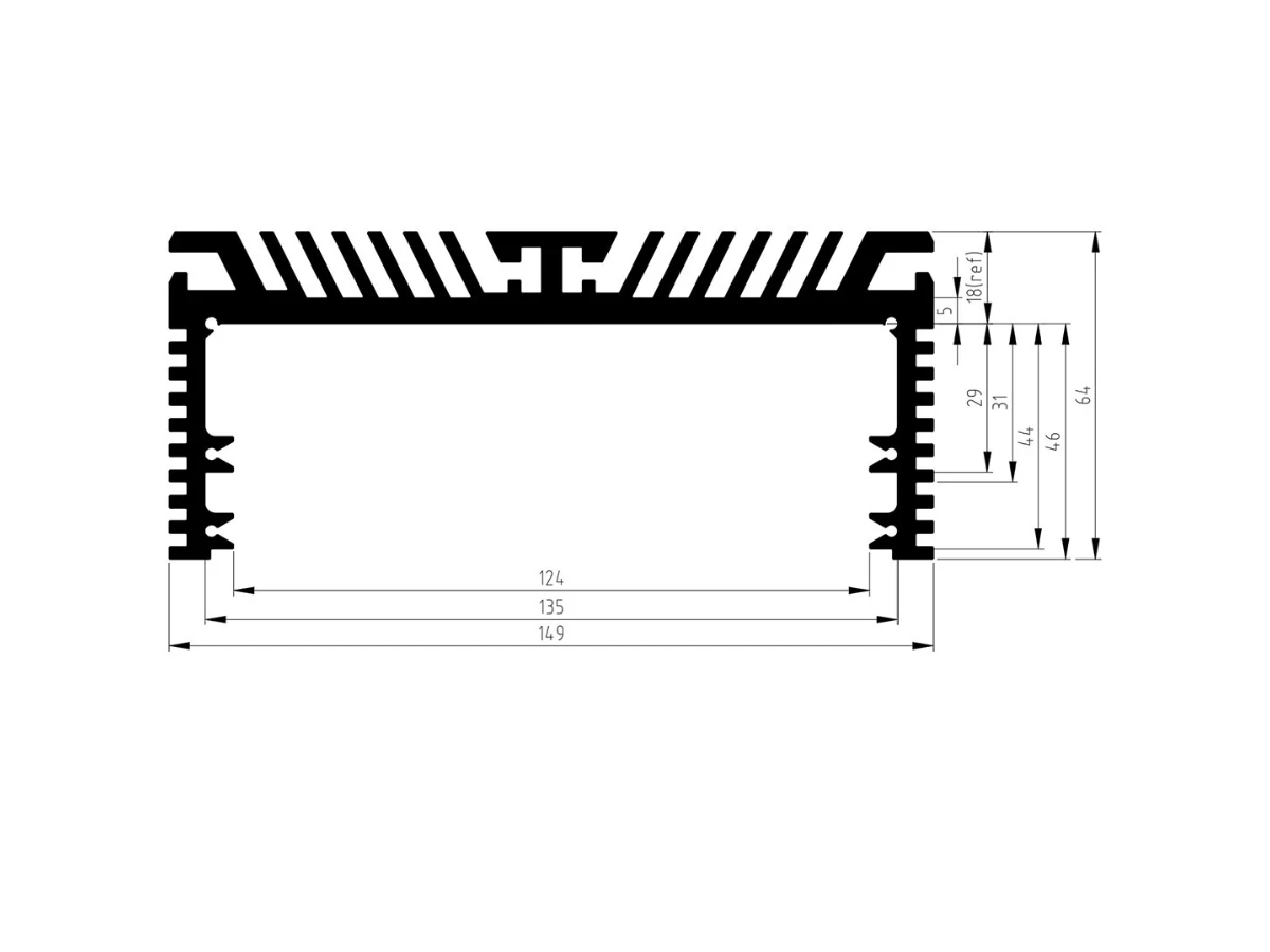 N11 Aluminum Extrusion Cross-Section Dimensions N11 aluminum extrusion cross-section with reference dimensions