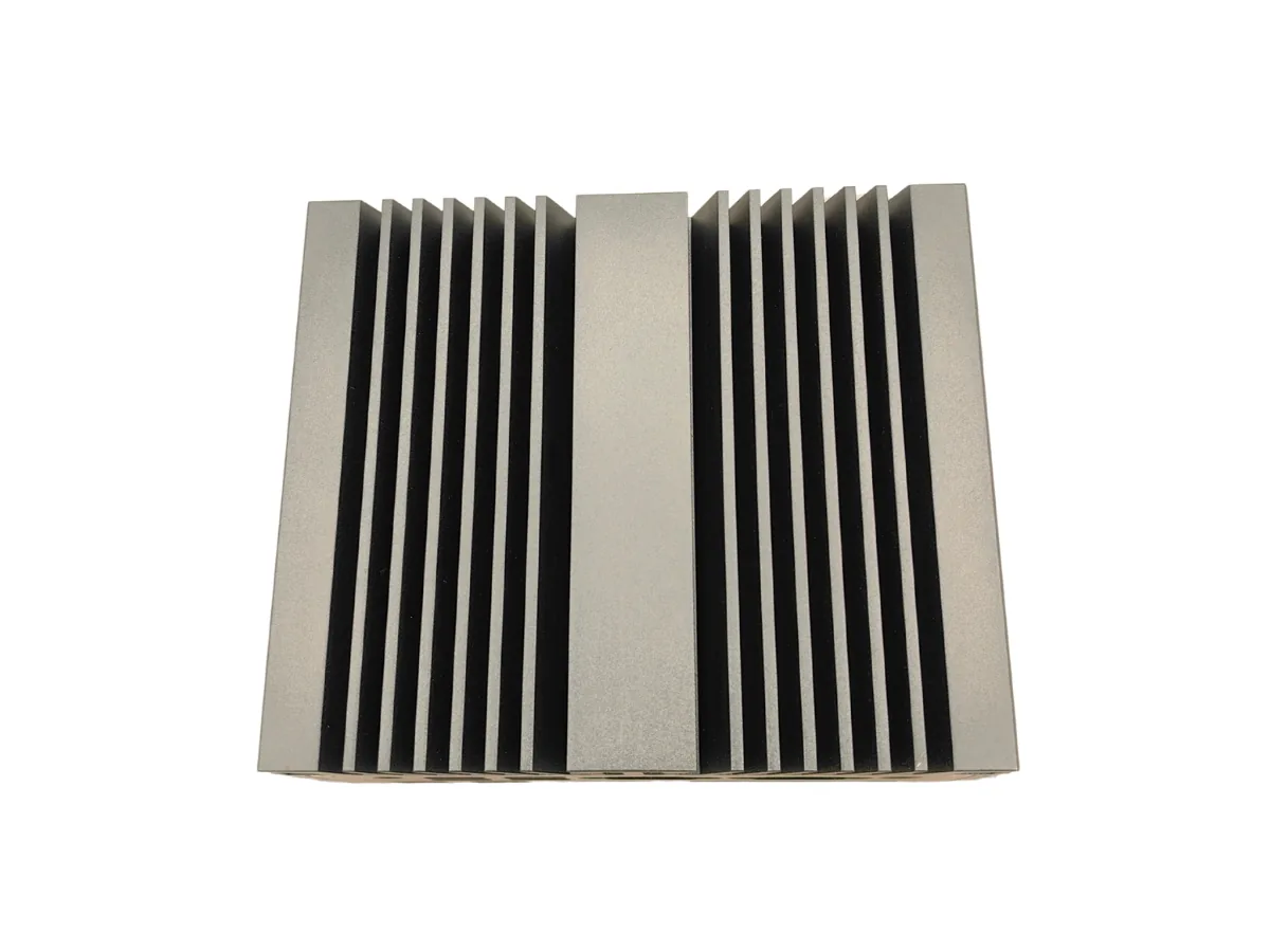 N11 Extruded Aluminum Heatsink Top View Top view of the N11 extruded aluminum enclosure showing parallel heatsink fins