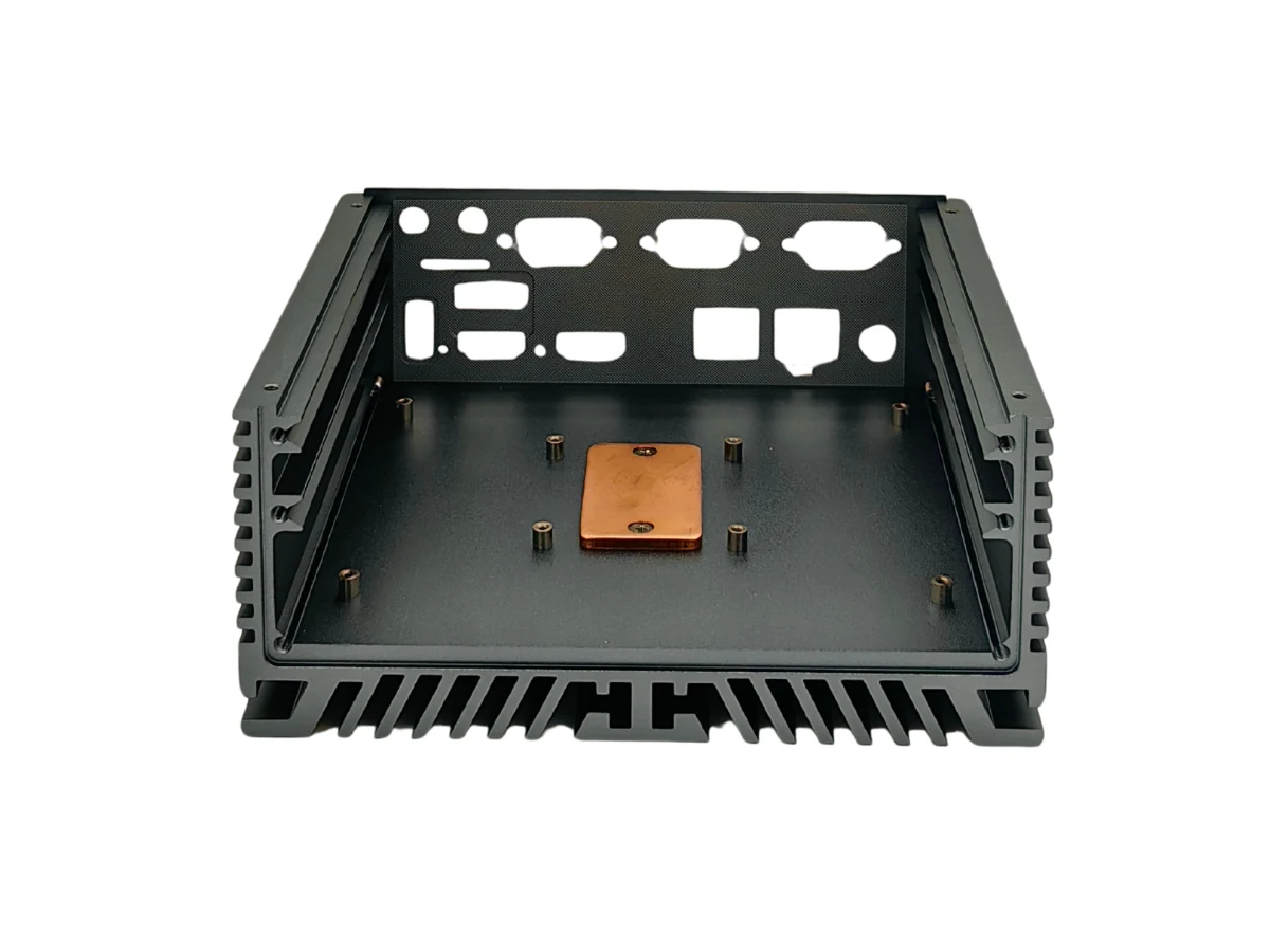 N11 Internal Copper Thermal Block Front View Front view inside the N11 enclosure showing the copper thermal transfer block