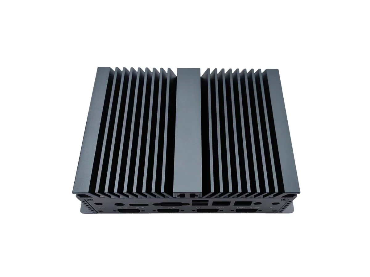 SBC01 Heatsink Enclosure Top View Top view of the SBC01 enclosure showing its parallel heatsink fins