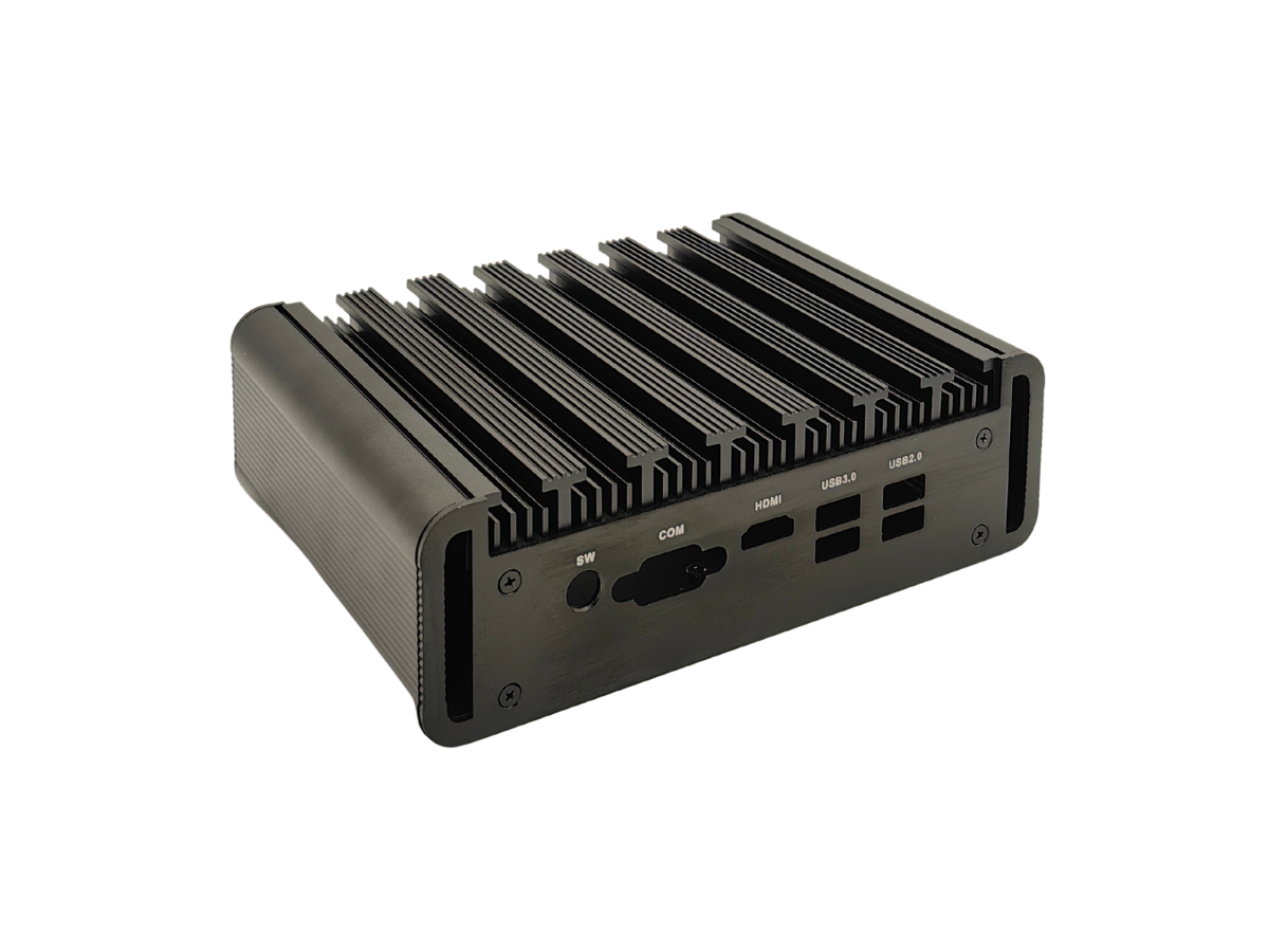 SBC13 custom extruded aluminum heatsink enclosure shown from an angle